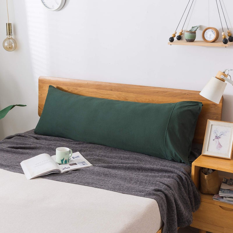 H HOUSEHOLD Household 100% Jersey Cotton Pillowcase 20â€x54â€-Light Weight, Comfortable, Super Soft Pillow Case with Envelope Closure Extremely Durable(Dark Green, Body Size Pillowcase) - Image 2